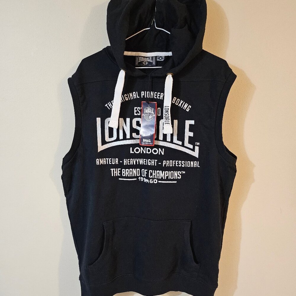 Lonsdale London Sleeveless Men's Black Hoodie - Size M